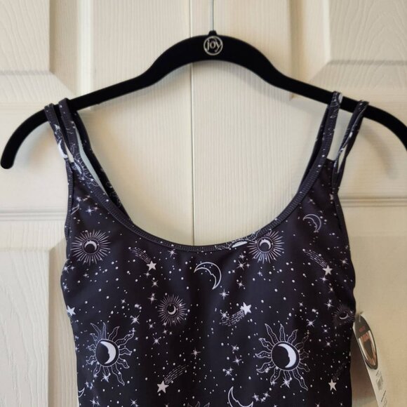 No Boundaries Black Swimsuit Bathing Suit Size S Celestial Stars and Moon Print - Picture 3 of 10